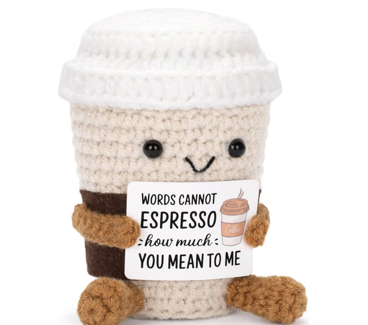 Divertido cafe positivo de crochet para parejas o amistades,